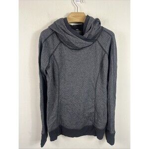 Lululemon Women’s Think Fast Pullover Hoodie Herringbone Black And Grey Size 8